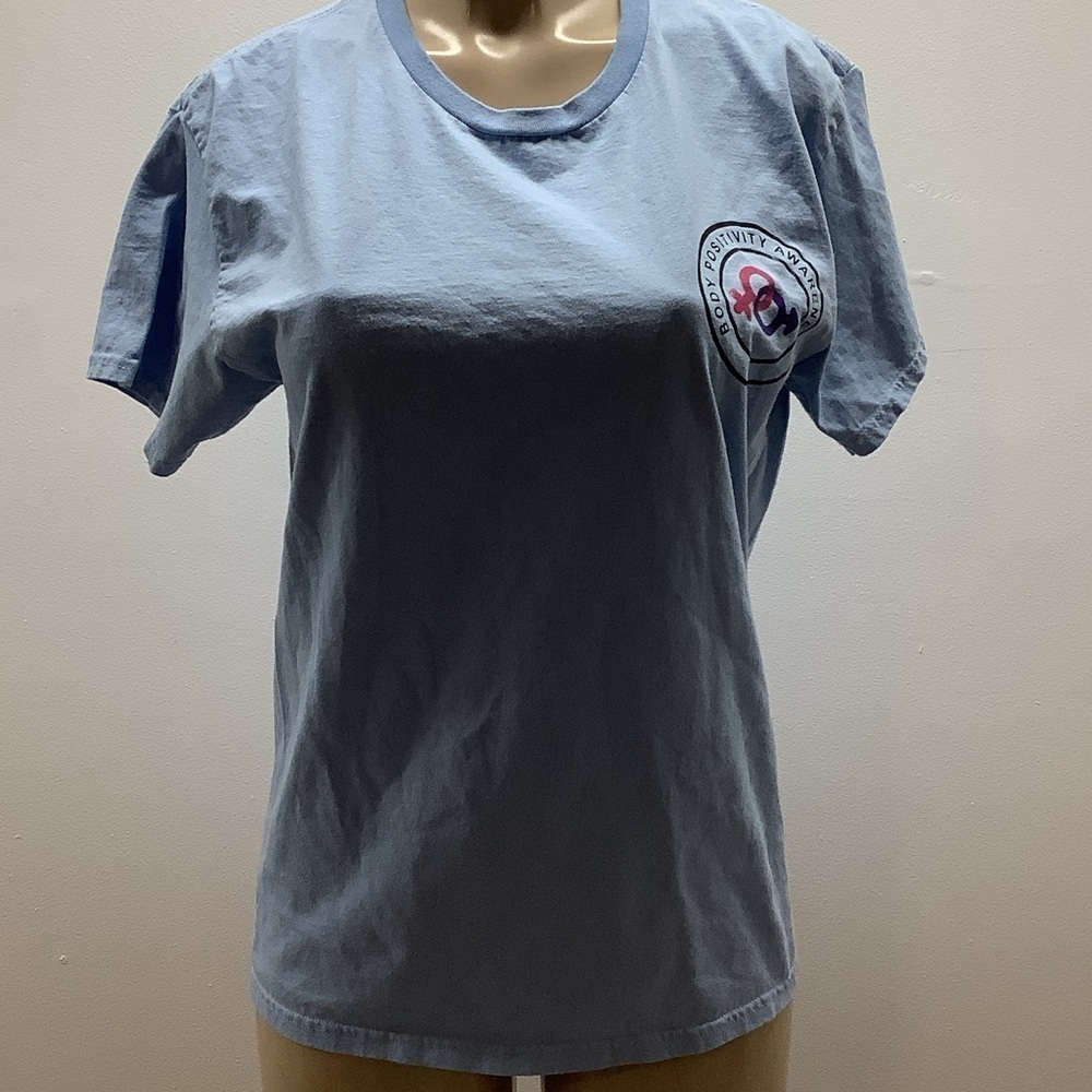 Hanes Size Medium Body Positivity Awareness Blue Graphic T-Shirt. Preloved